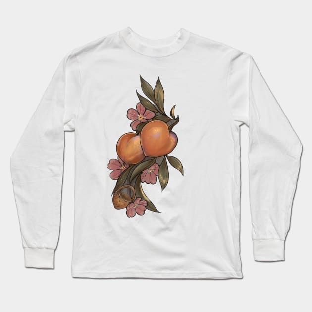Neo traditional Georgia peach Long Sleeve T-Shirt by Verre
